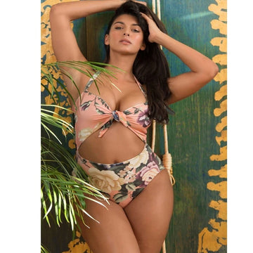 Fat woman print jumpsuit