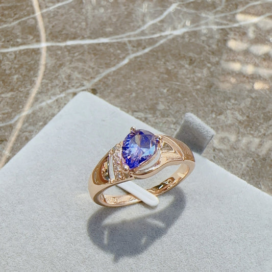 Rose Gold Zircon Ring Vintage Jewelry