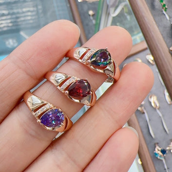 Rose Gold Zircon Ring Vintage Jewelry